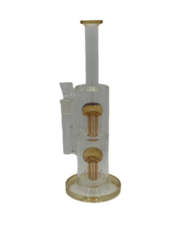 13-inch double chamber straight glass bong