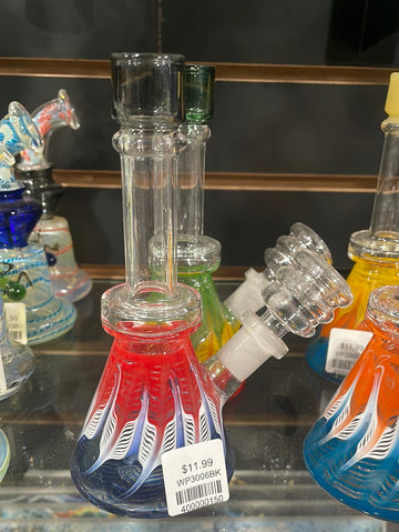 Water Pipe - 6.5i Beaker with Feather Design Painted