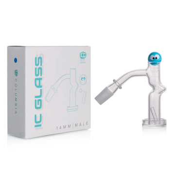 IC GLASS COLUMBIA | ICB1020-14M45 | 14MM Male 45° Banger Kit | Includes Carb Cap, Terp Balls & Sticker | 5 Color Options