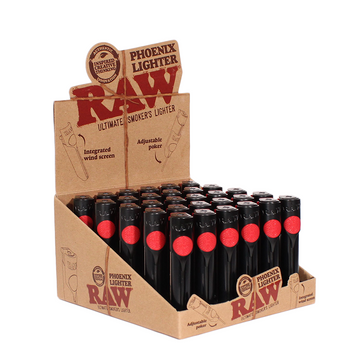 RAW Phoenix Lighter classic 30count | Lighter with integrated wind screen & Adjustable Poker