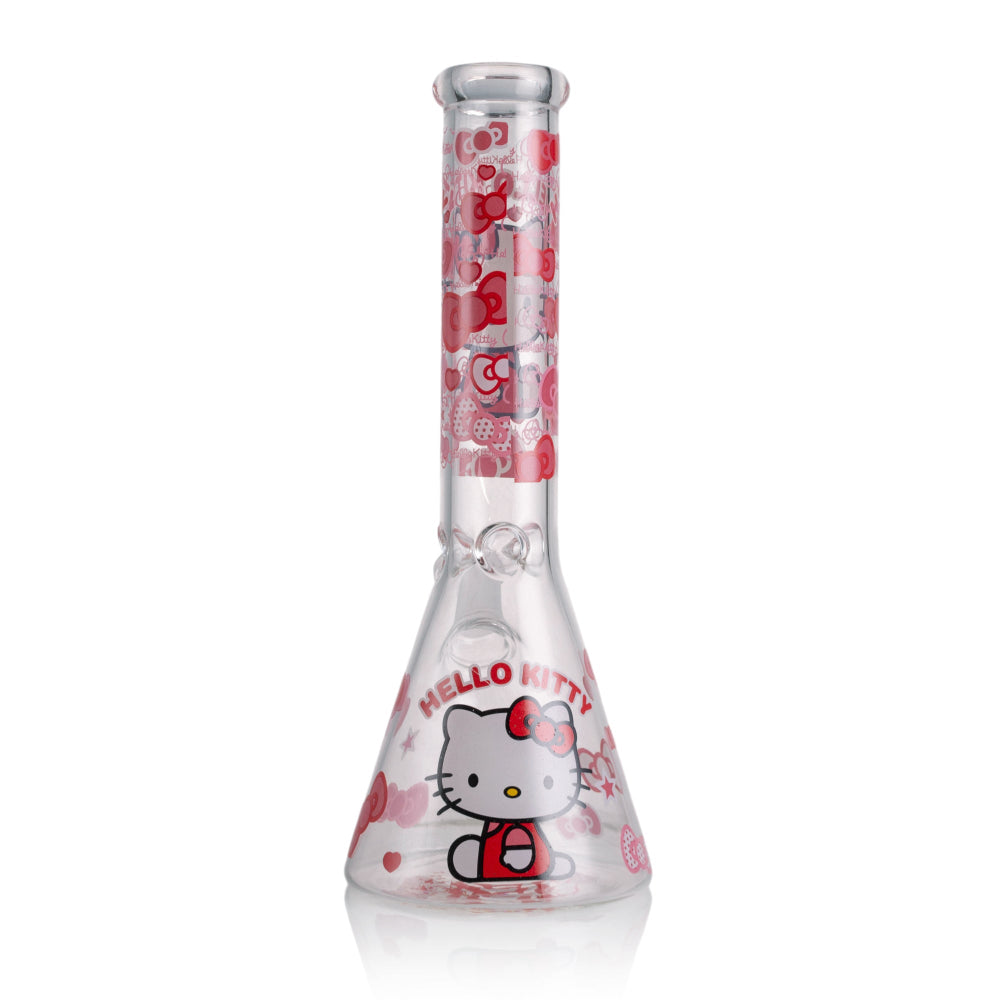 Adorable cat-themed glass beaker bong for smoke shops