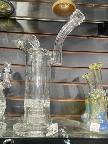 Water Pipe - Clear straight with Tree Perk and corn pattern | 13.5"