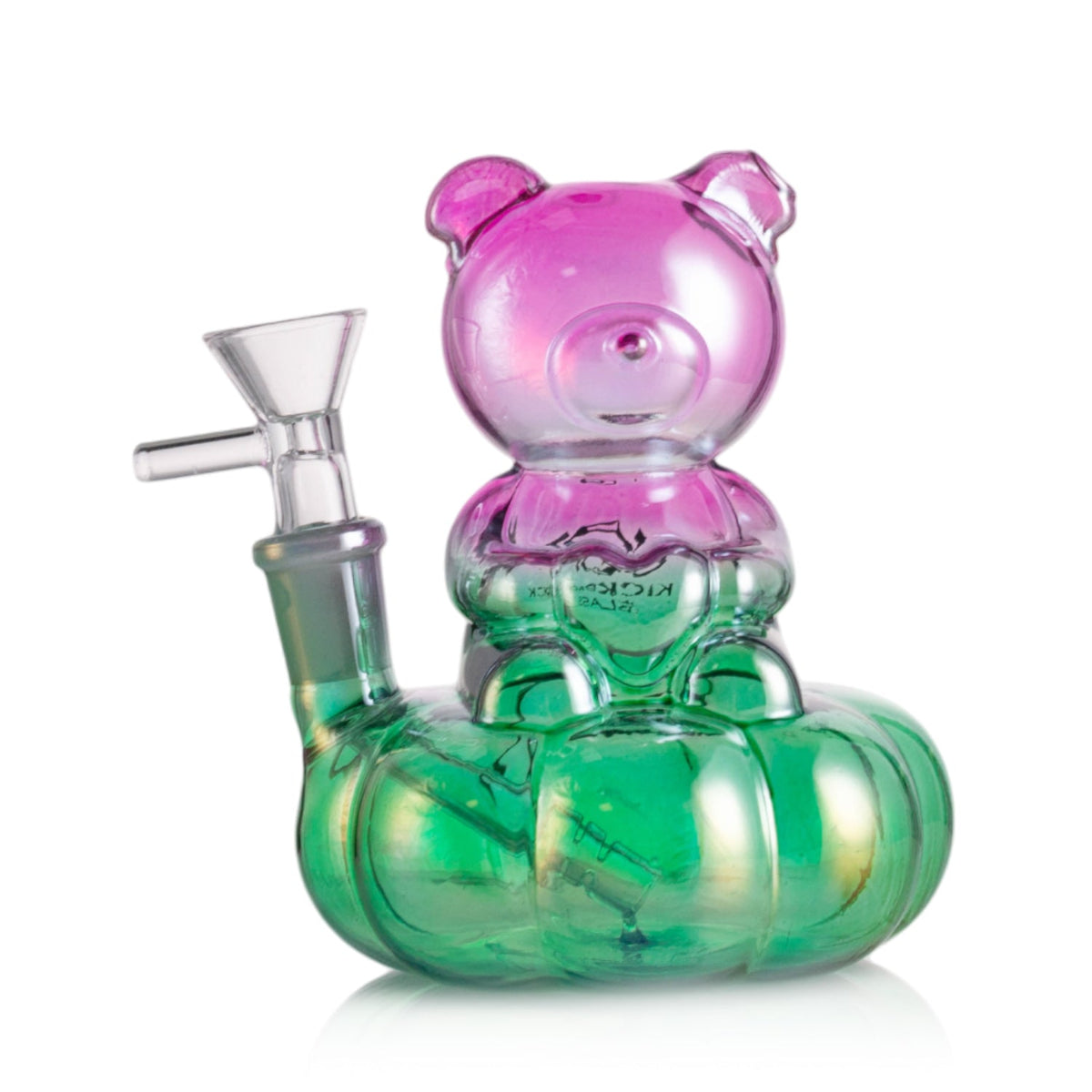 Borosilicate glass water pipe shaped like a bear with a heart