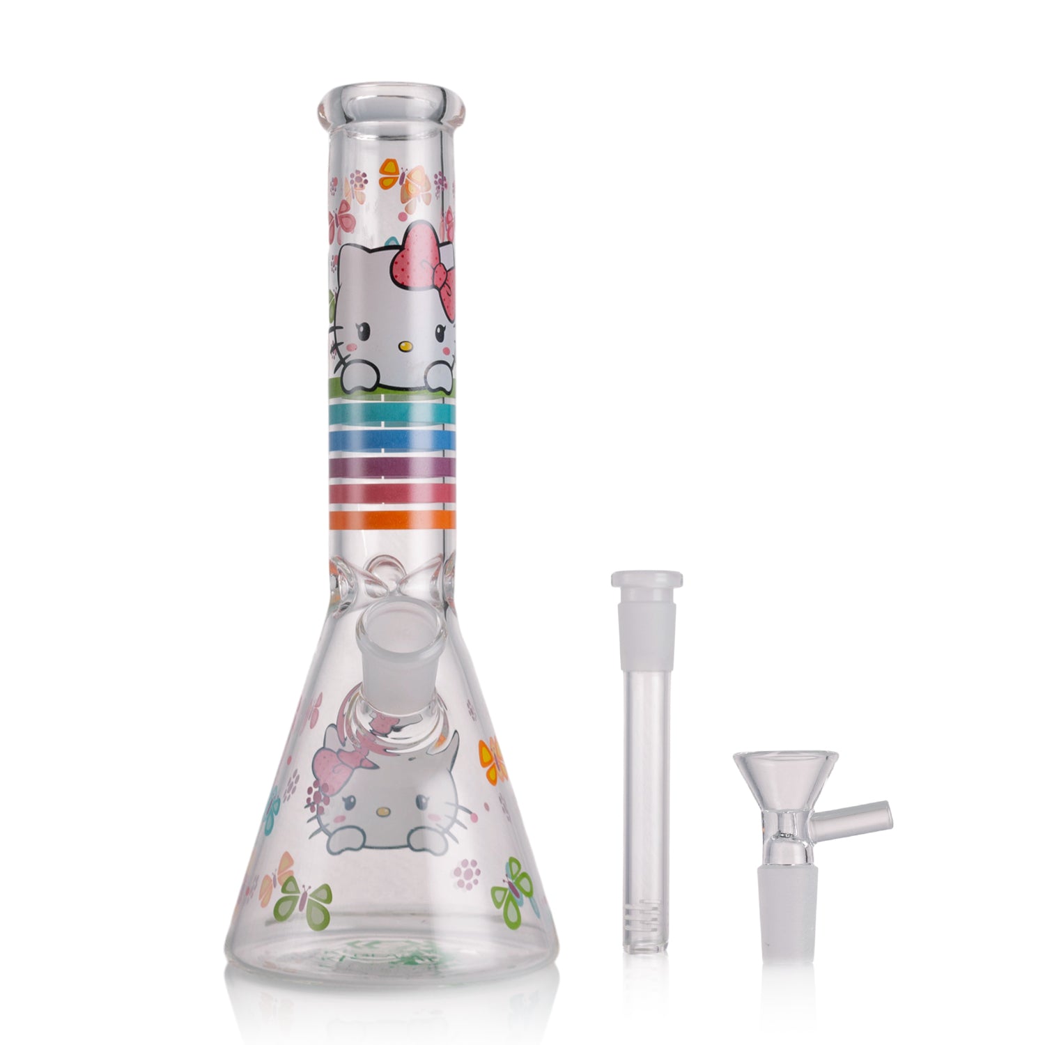 Clear kitty beaker bong with matching downstem and bowl