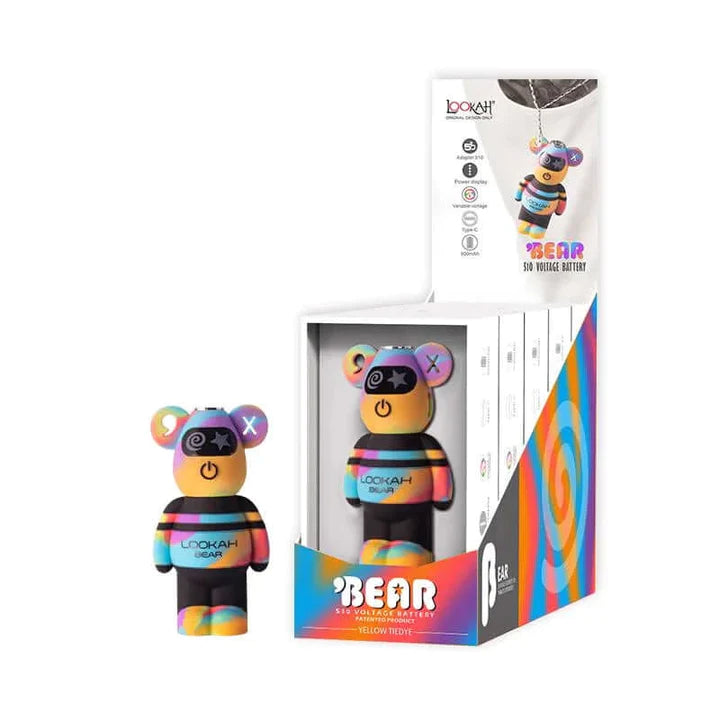Close-up of Lookah Bear novelty vape battery – assorted colors