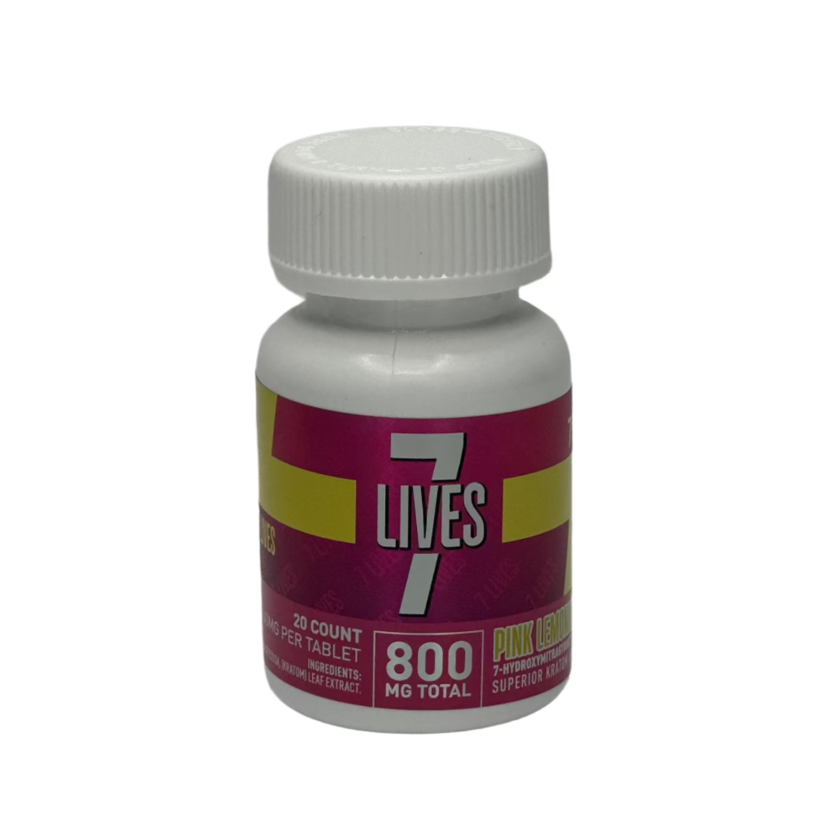 Close-up view of a single 40mg 7Lives Kratom Tablet.
