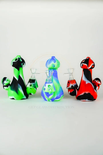 Silicone 5.5" Mushroom Bubbler with Glass Bowl Piece | Assorted 5 Colors