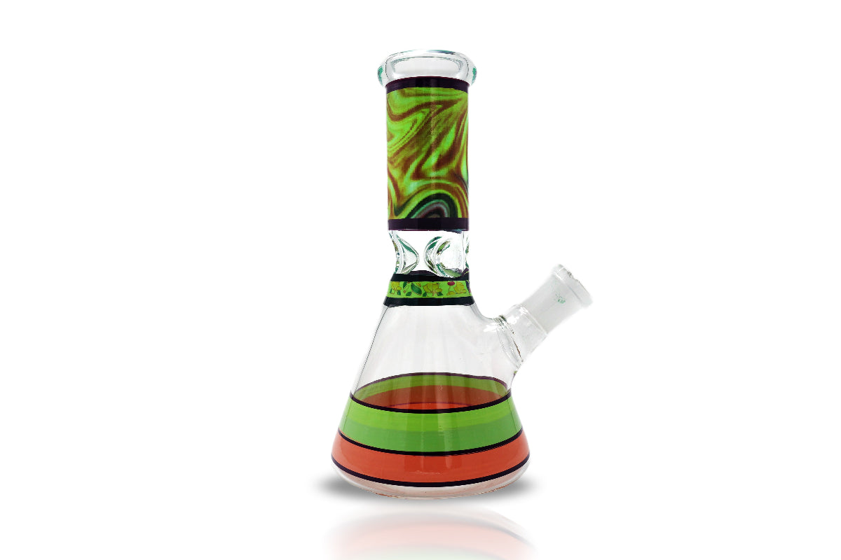 Decorative glass bong with floral design and bowl piece
