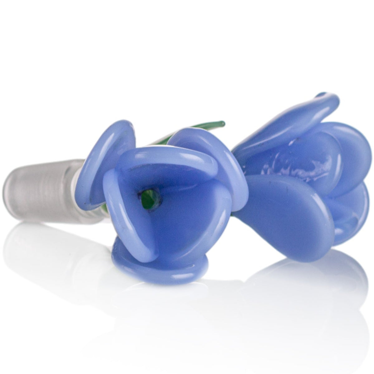 Dual bowl flower piece with vibrant dual-color design, perfect for mixing strains or sharing sessions.