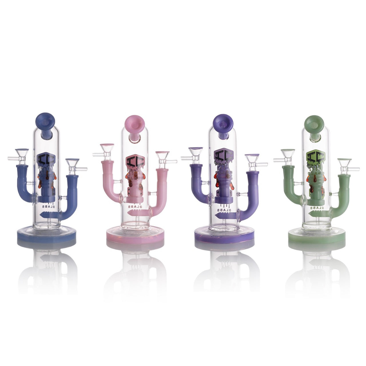 Durable IC GLASS dual bowl rig for cannabis use