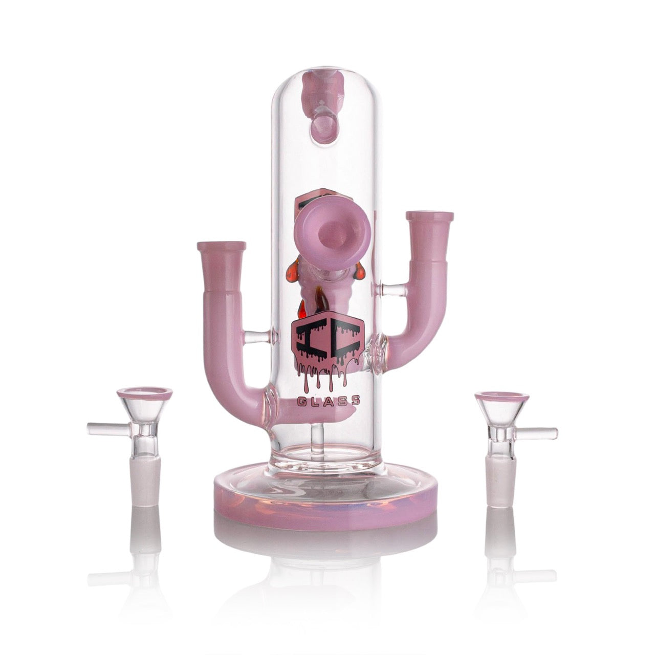 Durable IC GLASS dual bowl rig pink