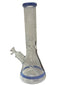 14" beaker with Frosted design on neck & color mouth piece