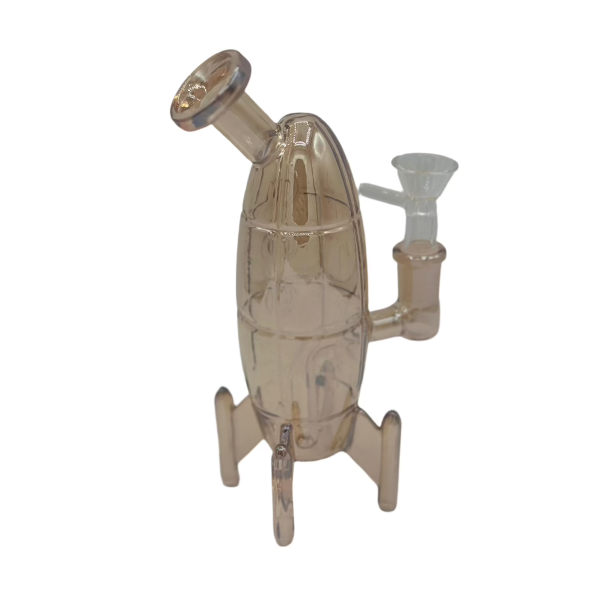 Rocket-Shaped Glass Water Pipe with Downstem and Bowl Piece