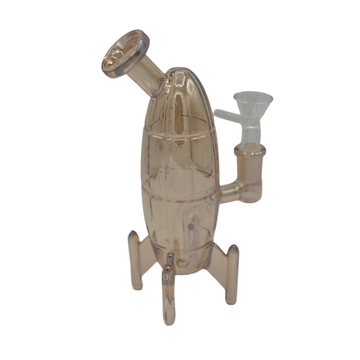 Rocket-Shaped Glass Water Pipe with Downstem and Bowl Piece