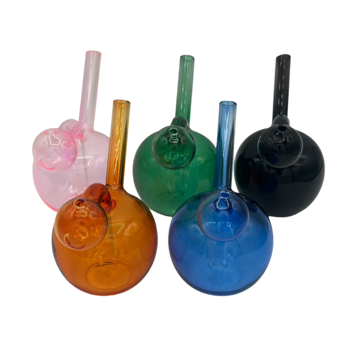 Glass oil burner pipe with round bowl – available in vibrant colors