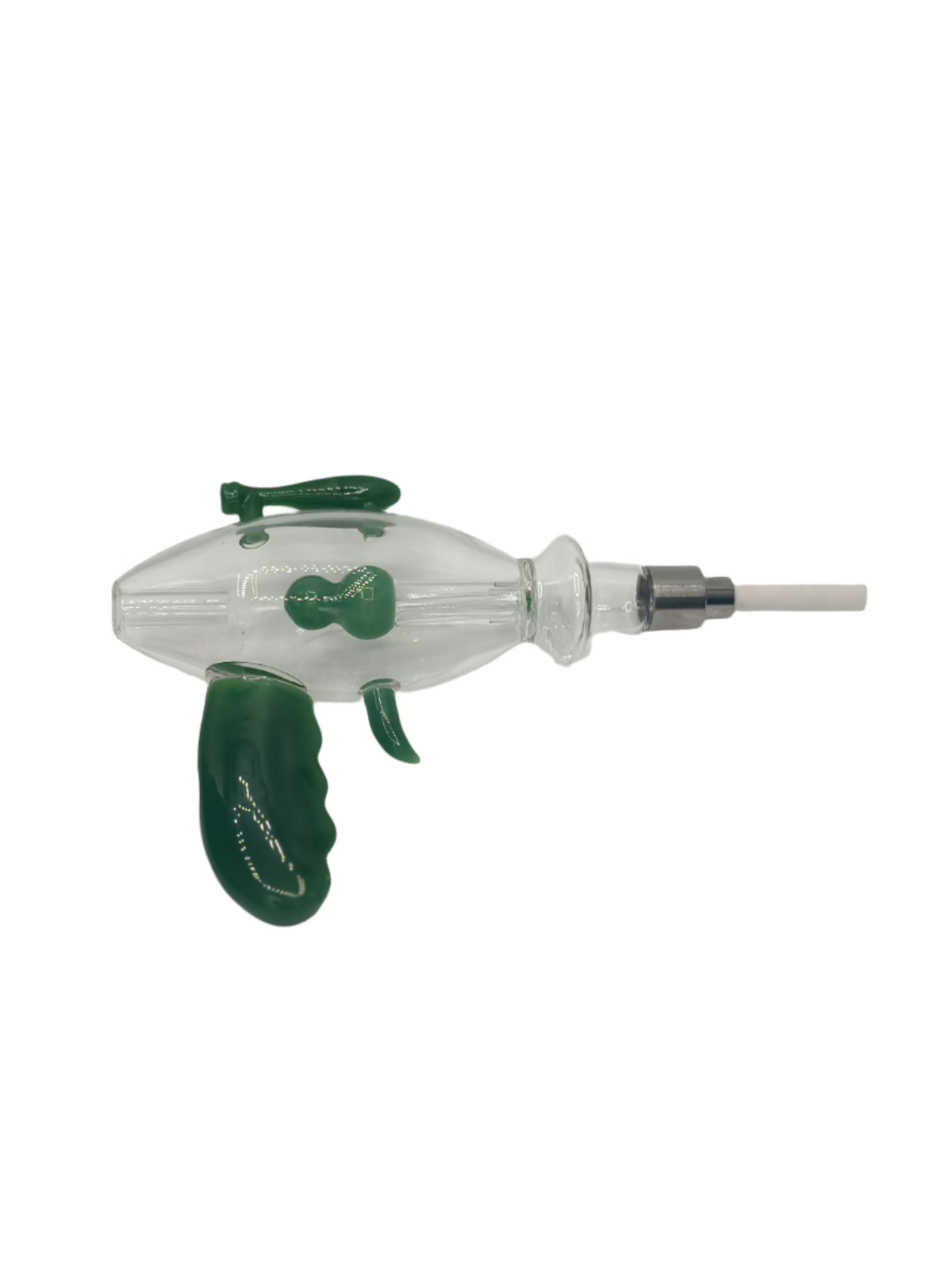 Gun style dab tool for wax with glass dish