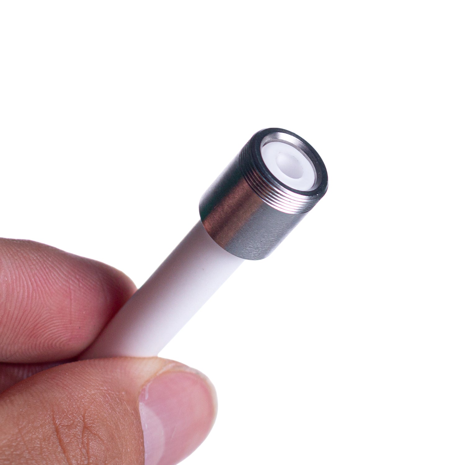 Pack of 5 ICCT 10mm screw-on ceramic tips, reusable and heat-resistant for smooth smoking sessions.