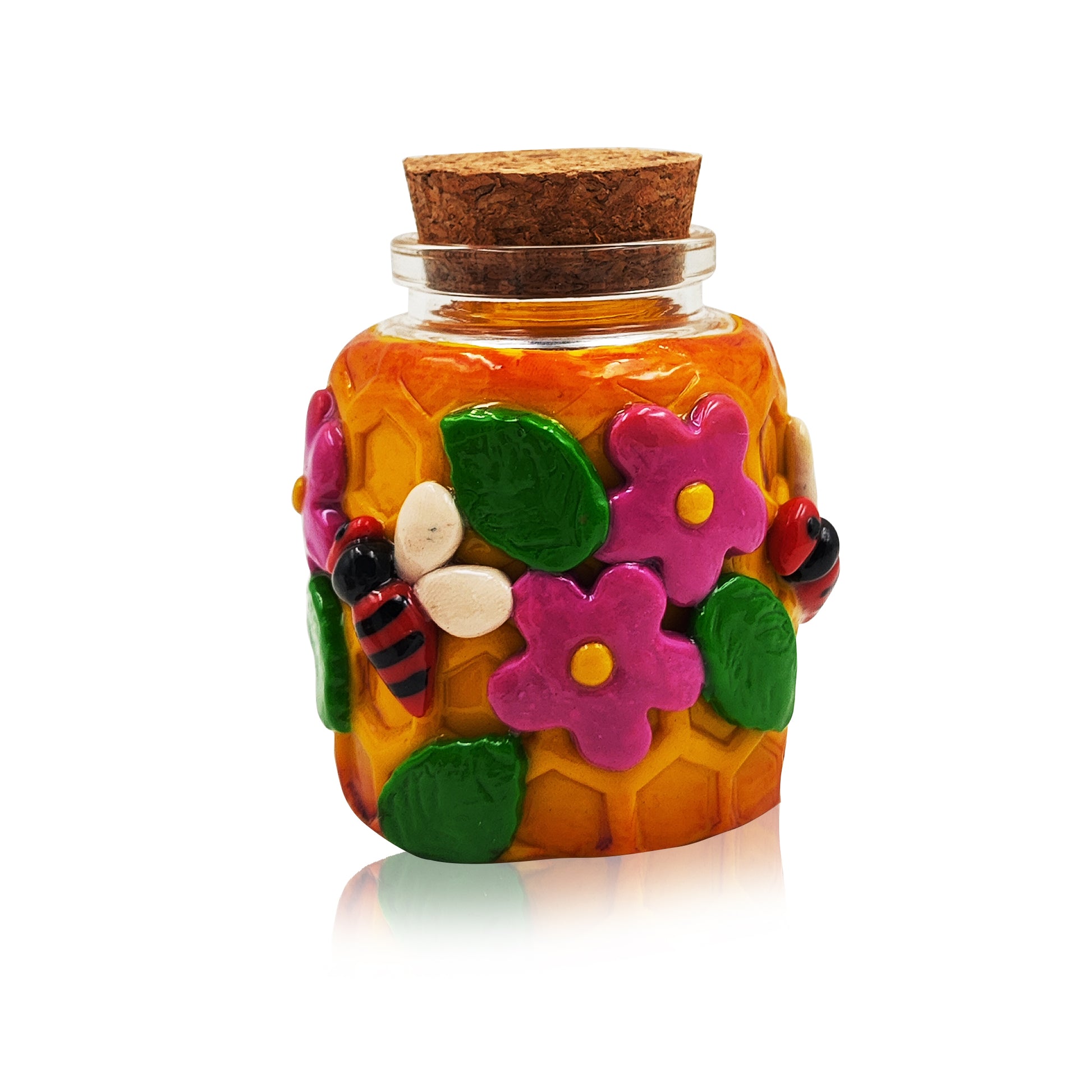 Buy IC GLASS 3D Flower Glass Jar with Bee & Cork Cap in bulk. Perfect for cannabis storage. Shop top-rated wholesale smoking accessories today.