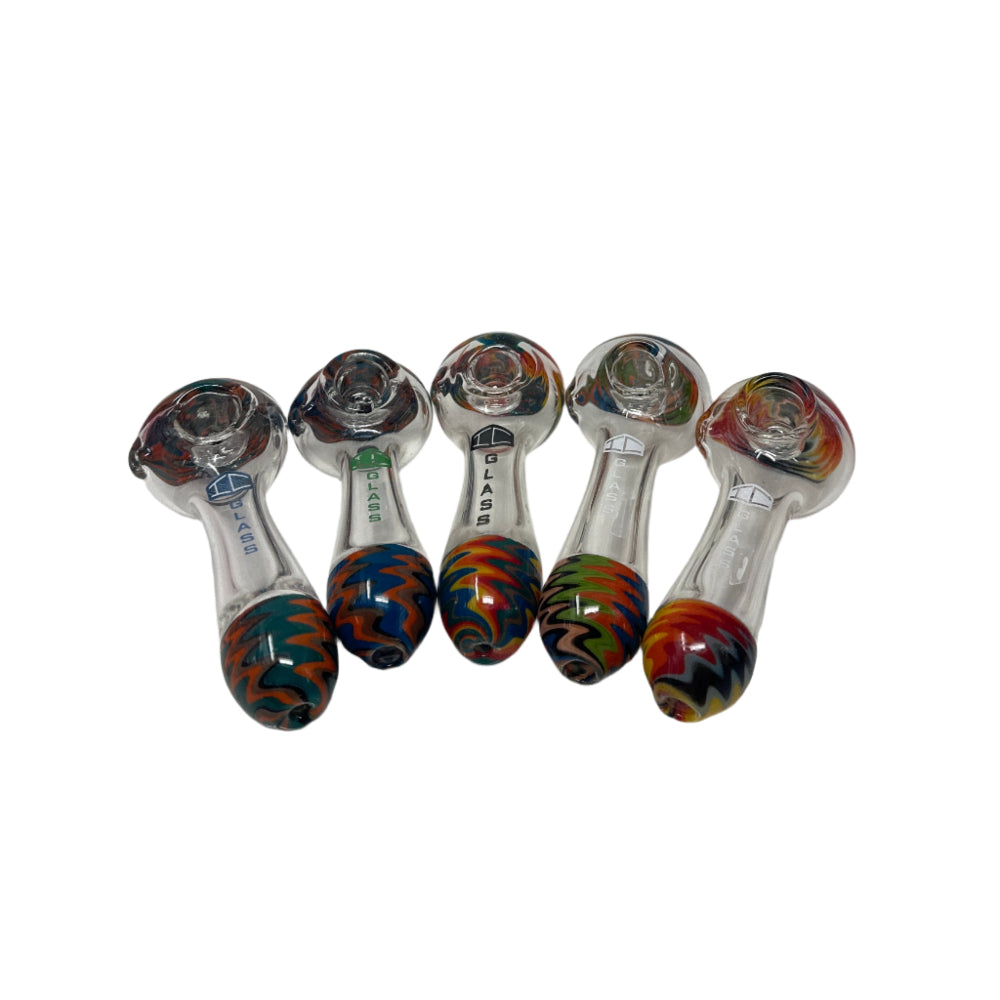Stock the IC Glass Clear Hand Pipe with built-in screen and wig wag design. Durable, portable, and perfect for smoke shops. Bulk pricing available.