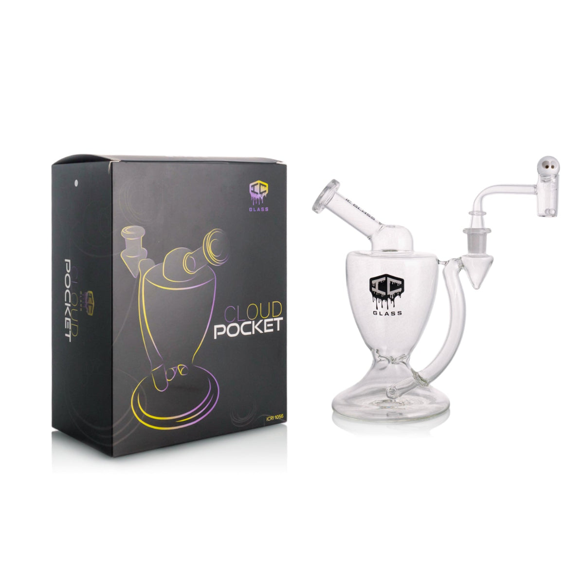 IC Glass Cloud Pocket compact glass water pipe with percolator