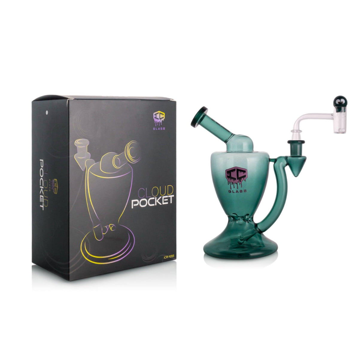 IC Glass Cloud Pocket percolator water pipe green
