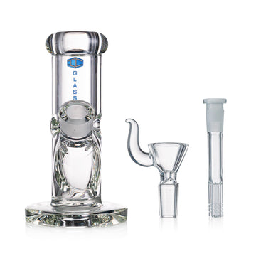 IC Glass mini straight shooter bong with thick borosilicate glass and compact base.