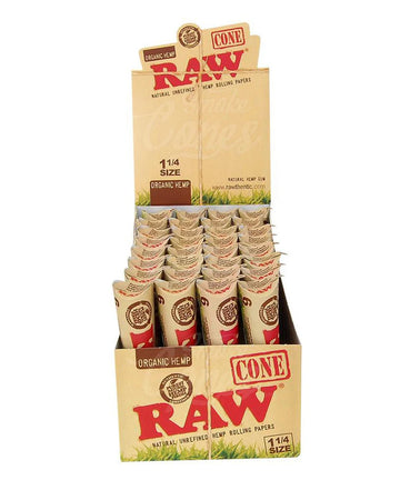 RAW Natural 1 ¼" Unrefined Pre Rolled Cones – 32 Pack