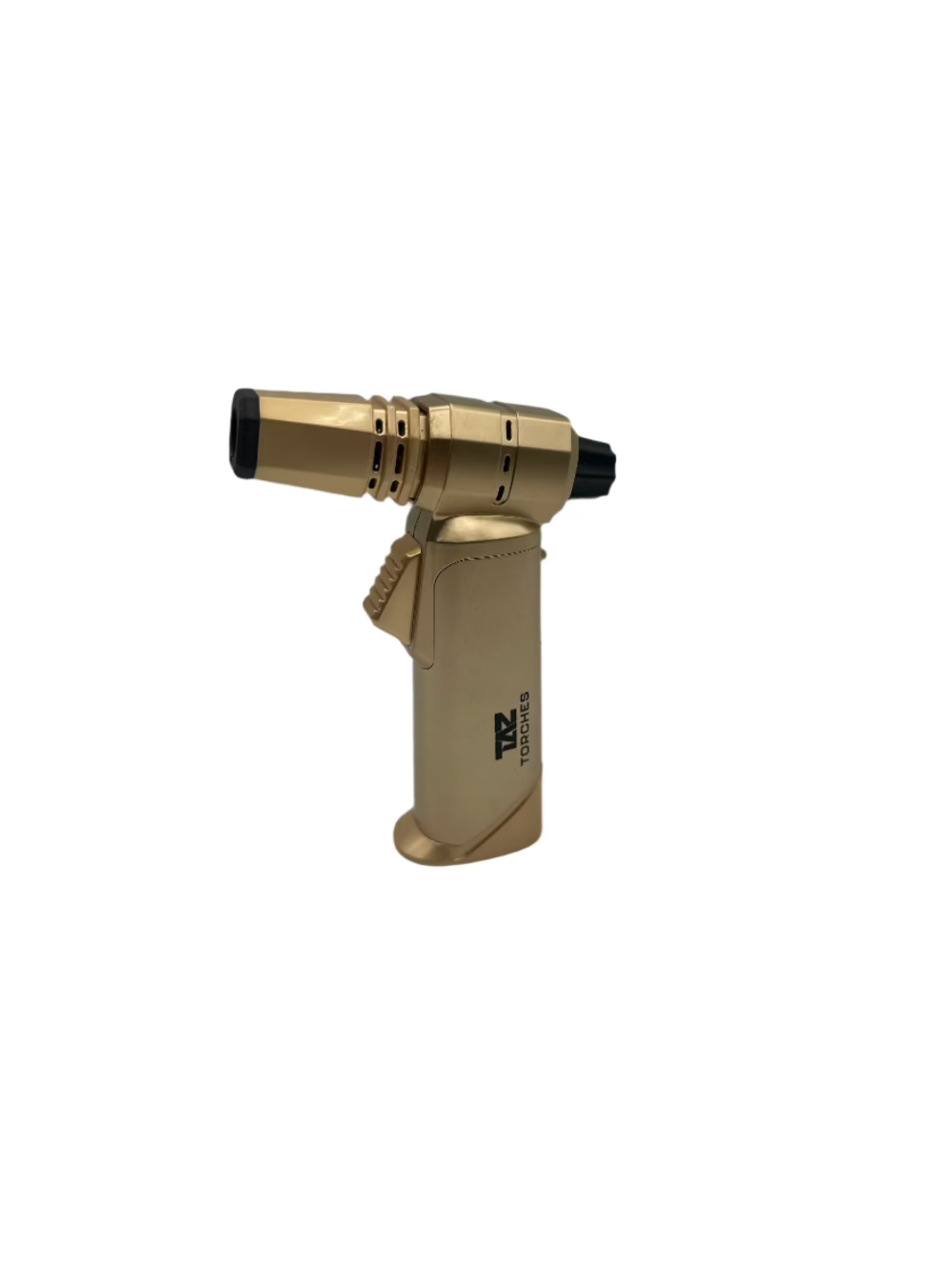 Retail-ready display of TAZ gun-style torch lighters with adjustable turbo flame