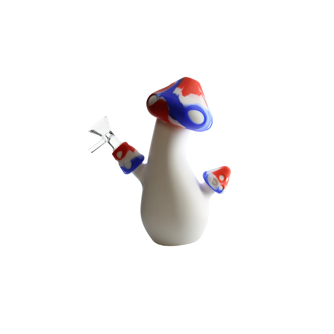 Shop 6.5” Silicone Mushroom Waterpipe with Glass Bowl in assorted colors. Durable, portable, and perfect for wholesale cannabis accessories inventory.