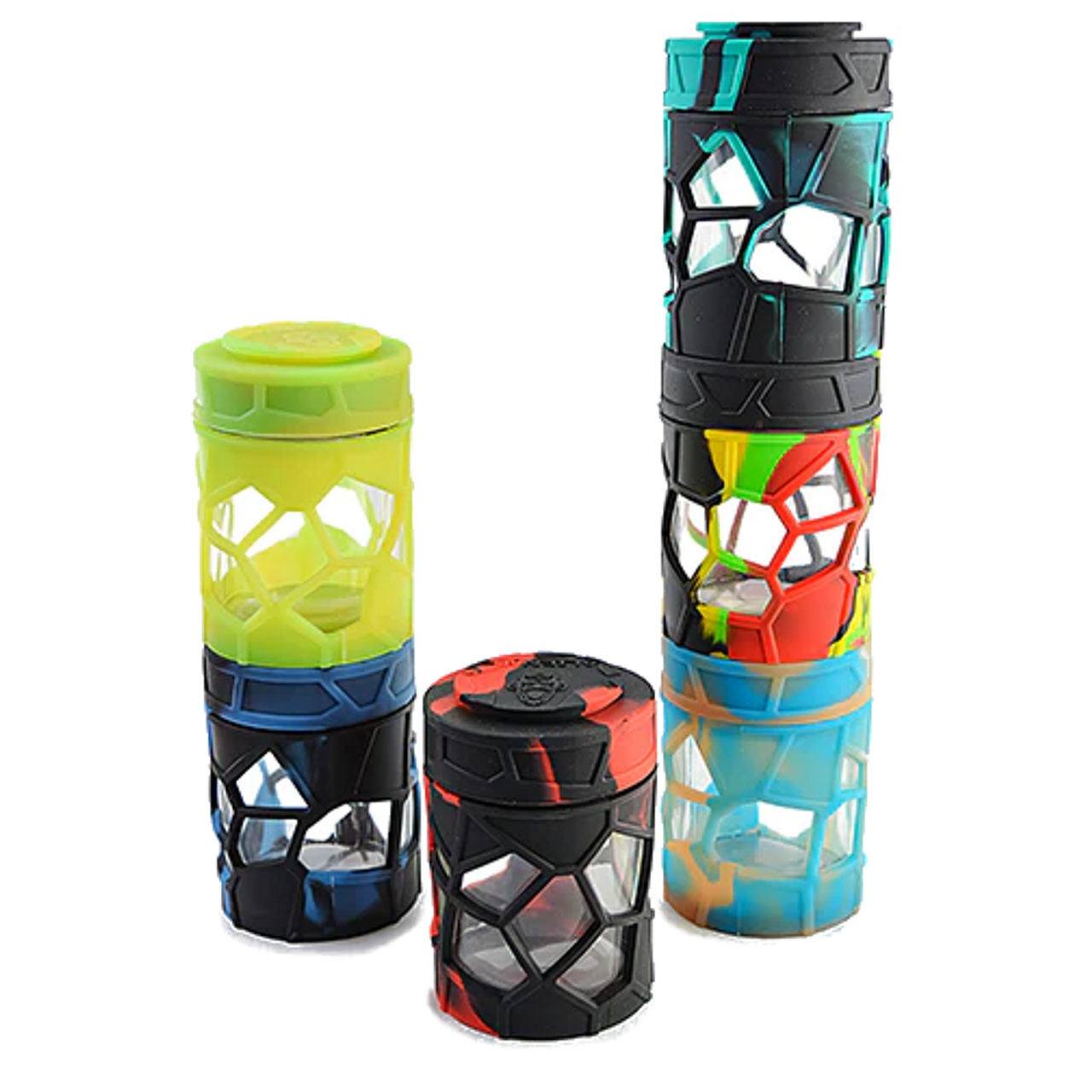 Stock up on the SpaceKing Silicone Covered Stackable Glass Jar Display – a premium choice for bulk smoking accessories and wholesale cannabis storage solutions.