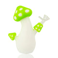 Shop 6.5” Silicone Mushroom Waterpipe with Glass Bowl in assorted colors. Durable, portable, and perfect for wholesale cannabis accessories inventory.