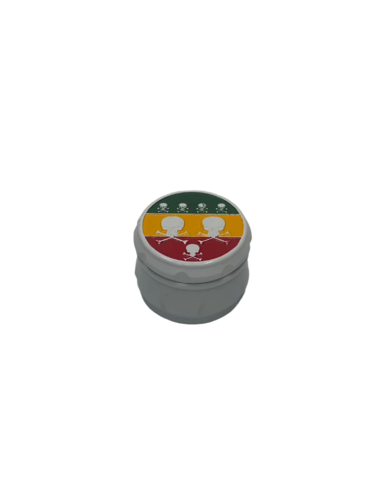 Tuff Shredder 4-piece metal grinder with colorful skull design