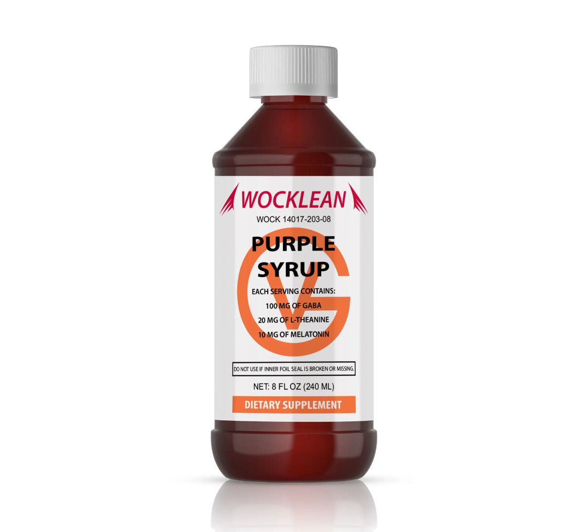 WOCKLEAN 8oz purple relaxation syrup bottle – original formula