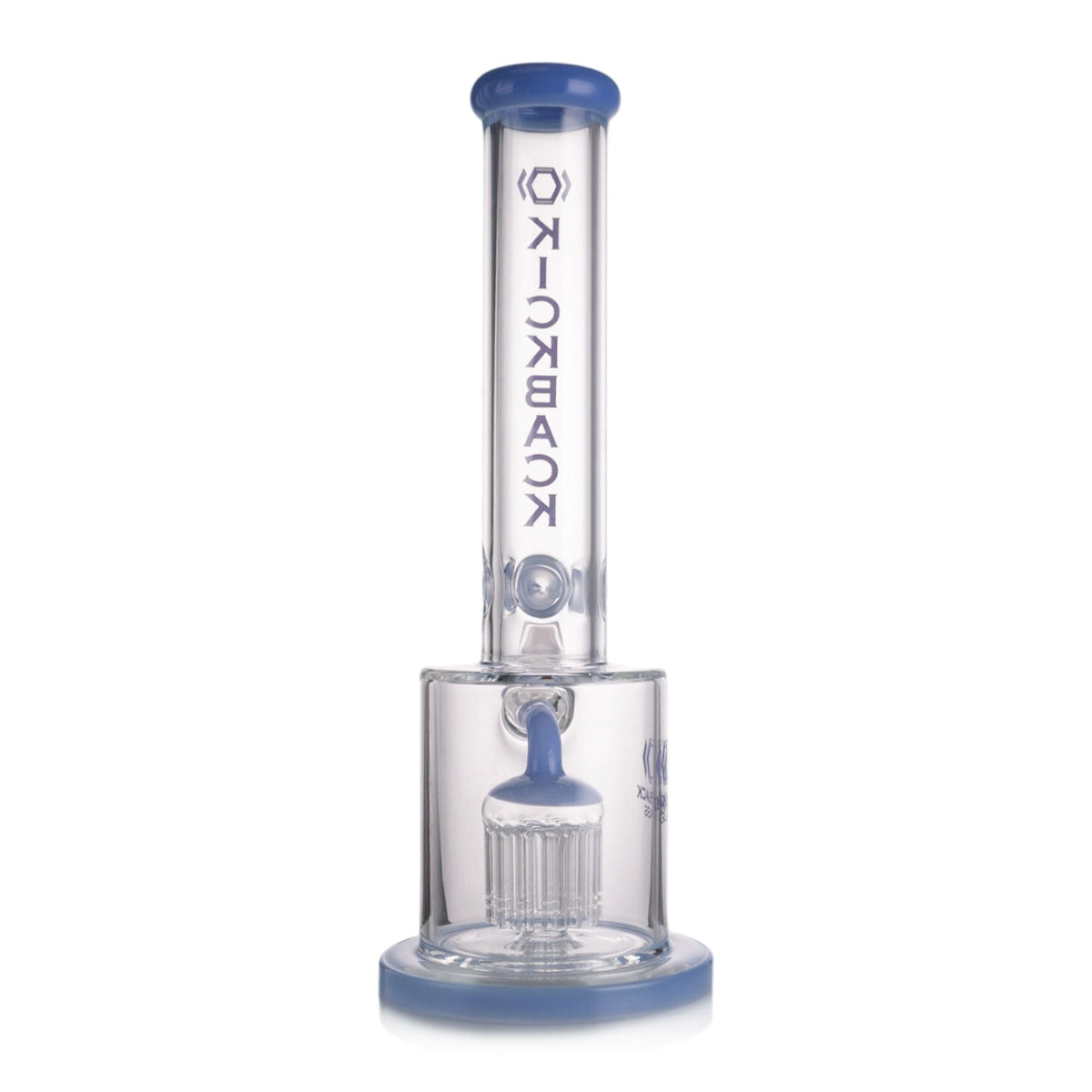 back view Kickback Glass straight shooter bong with tree arm percolator and 18mm bowl, 15 inches tall