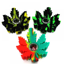 PACK OF 5 Silicone Hemp Leaf Hand pipe| 4 inches| Sleek design| Compact| Multi color