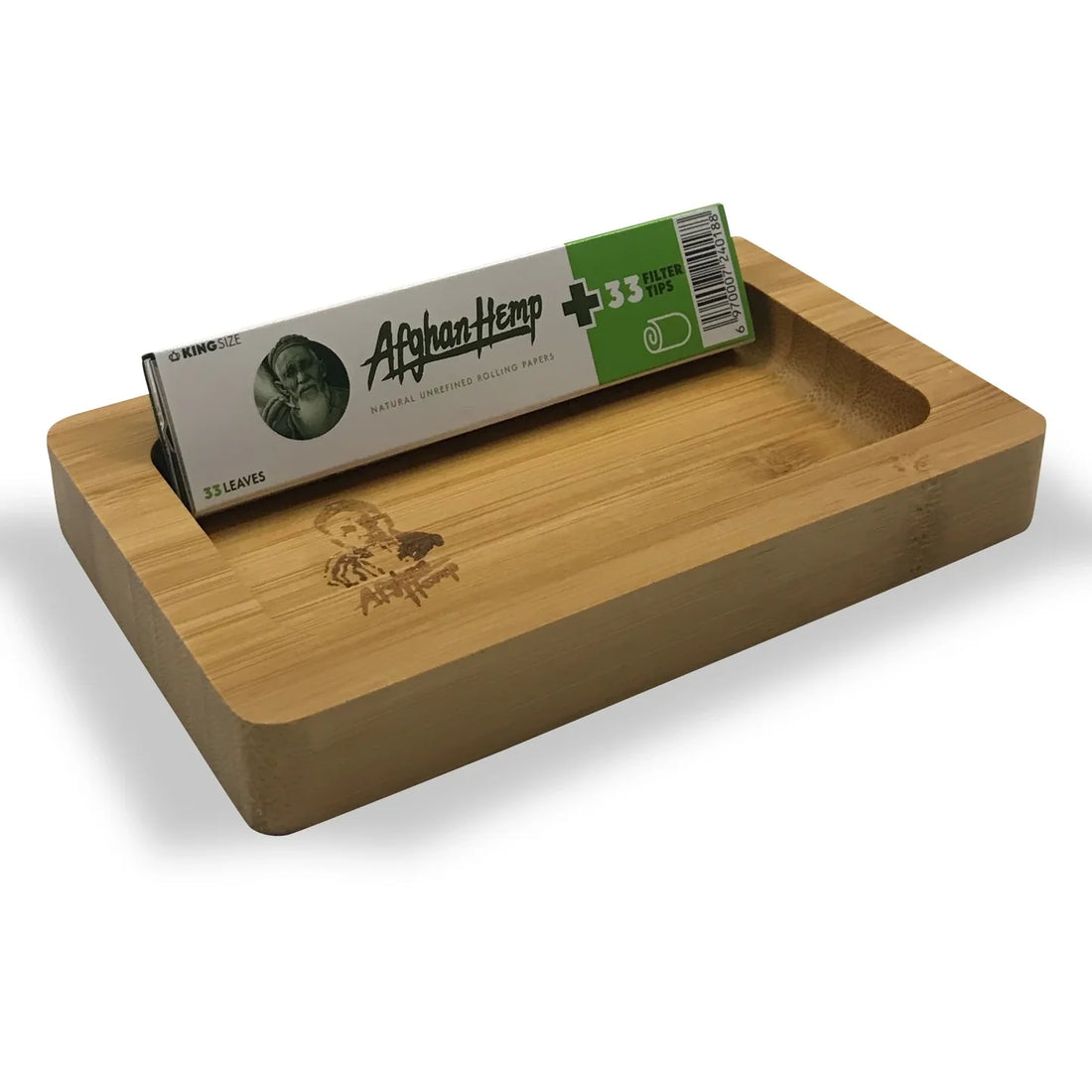 Afghan Hemp Wooden Tray + King Size Papers & Tips | 33ct