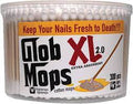 package of Glob Mops XL 2.0 extra absorbent cotton swabs with paper sticks on a white background.