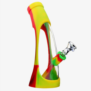 Silicone Waterpipe With Glass Bottle Inside | Assorted 4 Colors