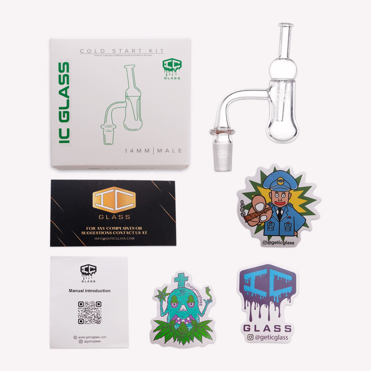 IC Glass - Aeolus | 14mm 90D Quartz Banger | Cold Start Kit | 5 colors