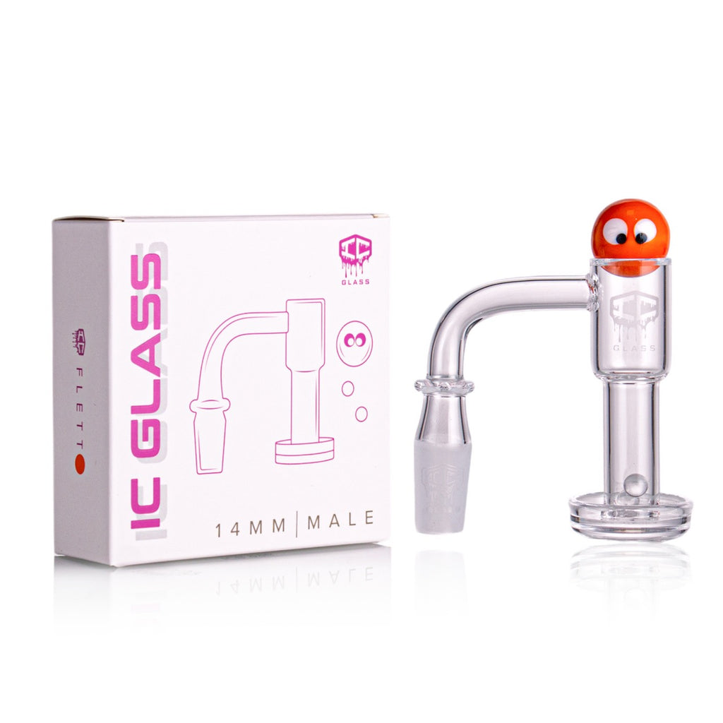IC Glass - Flett | 14mm 90D Quartz Banger | Includes Carb Cap, Terp Balls & Sticker | 5 Colors