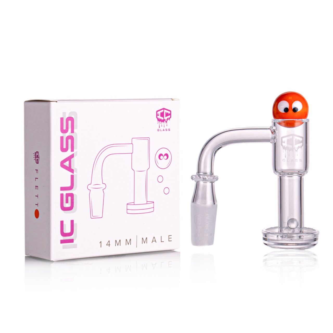 IC Glass - Flett | 14mm 90D Quartz Banger | Includes Carb Cap, Terp Balls & Sticker | 5 Colors