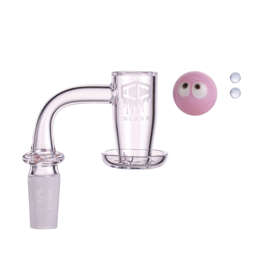 IC GLASS - HERRON | 14mm Male 90D Banger| Includes Carb Cap, Terp Balls & Sticker | ICB1000