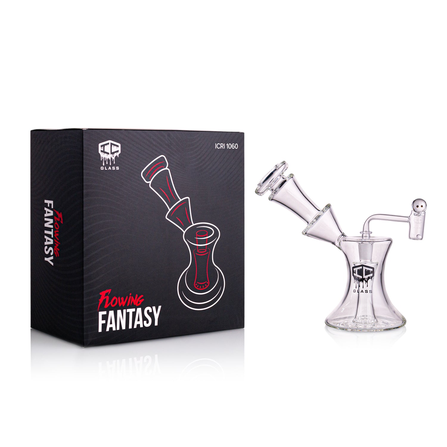 IC Glass - New & Big Flowing Fantasy | 8.3 Inch | 14MM | Long Neck Banger Included Main image