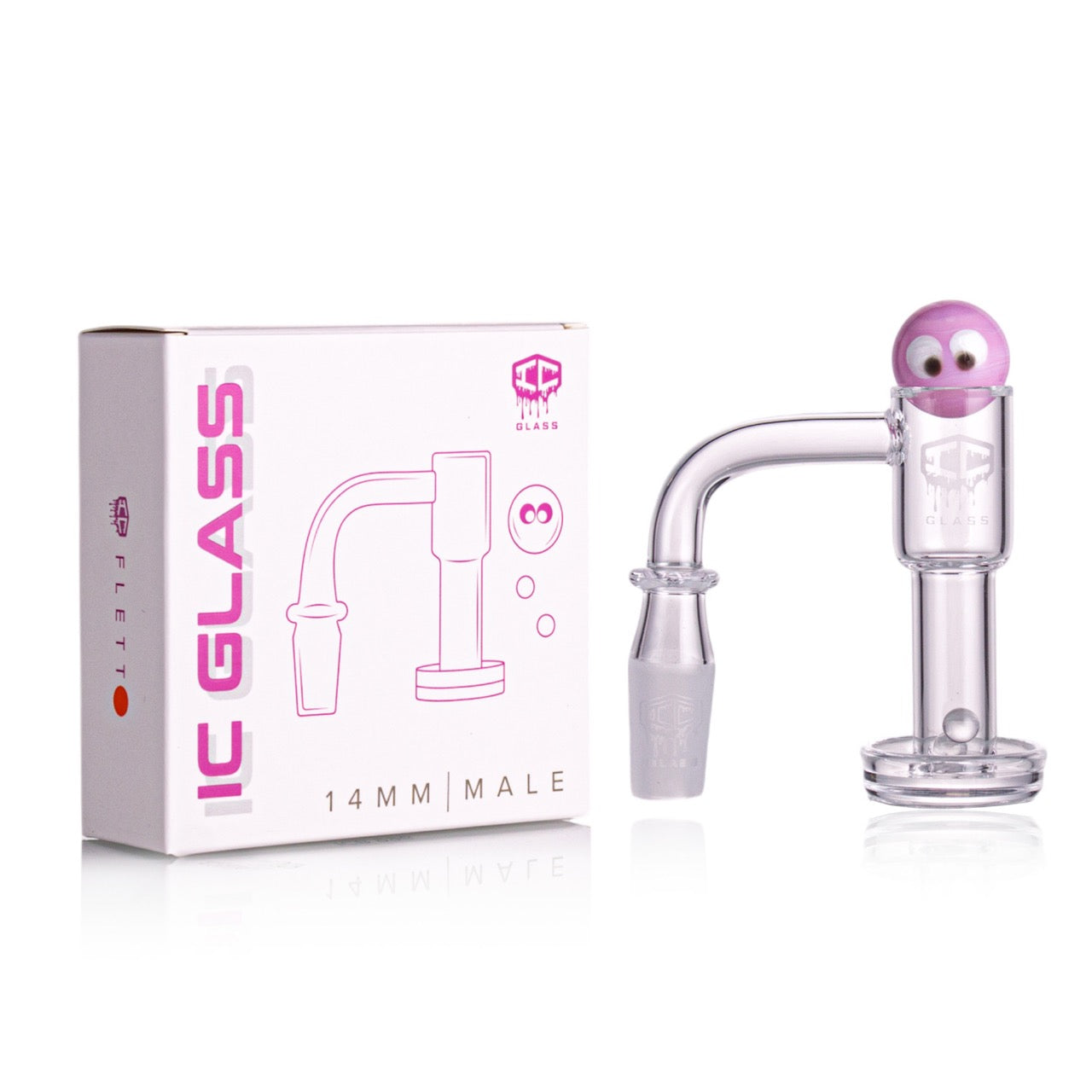 IC Glass - Flett | 14mm 90D Quartz Banger | Includes Carb Cap, Terp Balls & Sticker | 5 Colors Main image