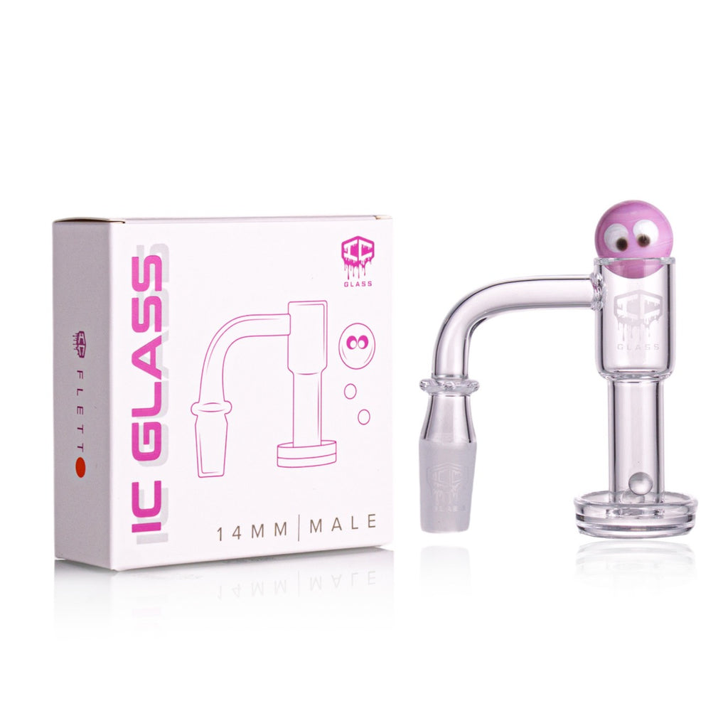 IC Glass - Flett | 14mm 90D Quartz Banger | Includes Carb Cap, Terp Balls & Sticker | 5 Colors