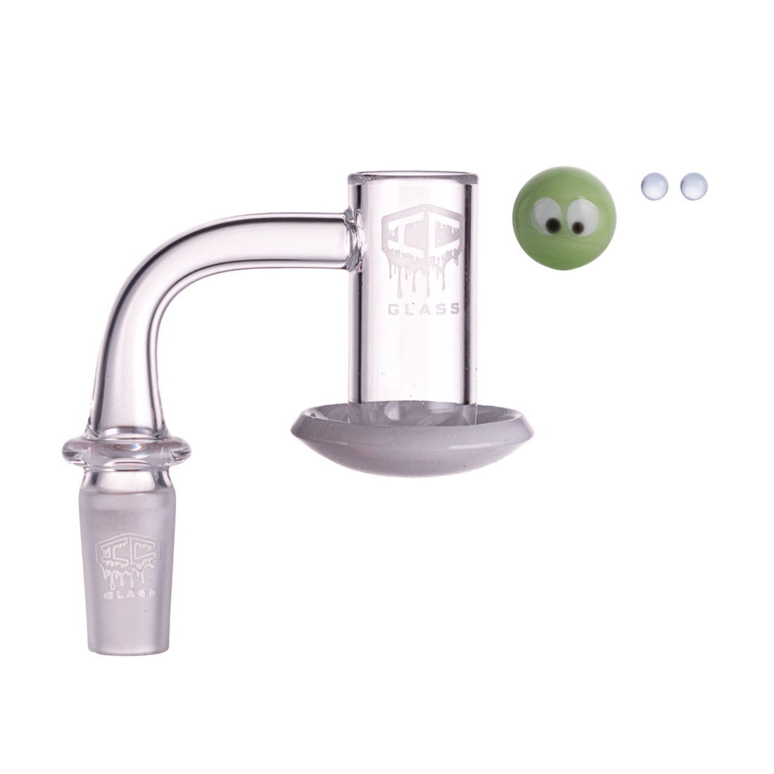 IC GLASS - CARRIE | 14mm Male 90D Banger| Includes Carb Cap, Terp Balls & Sticker | ICB1010