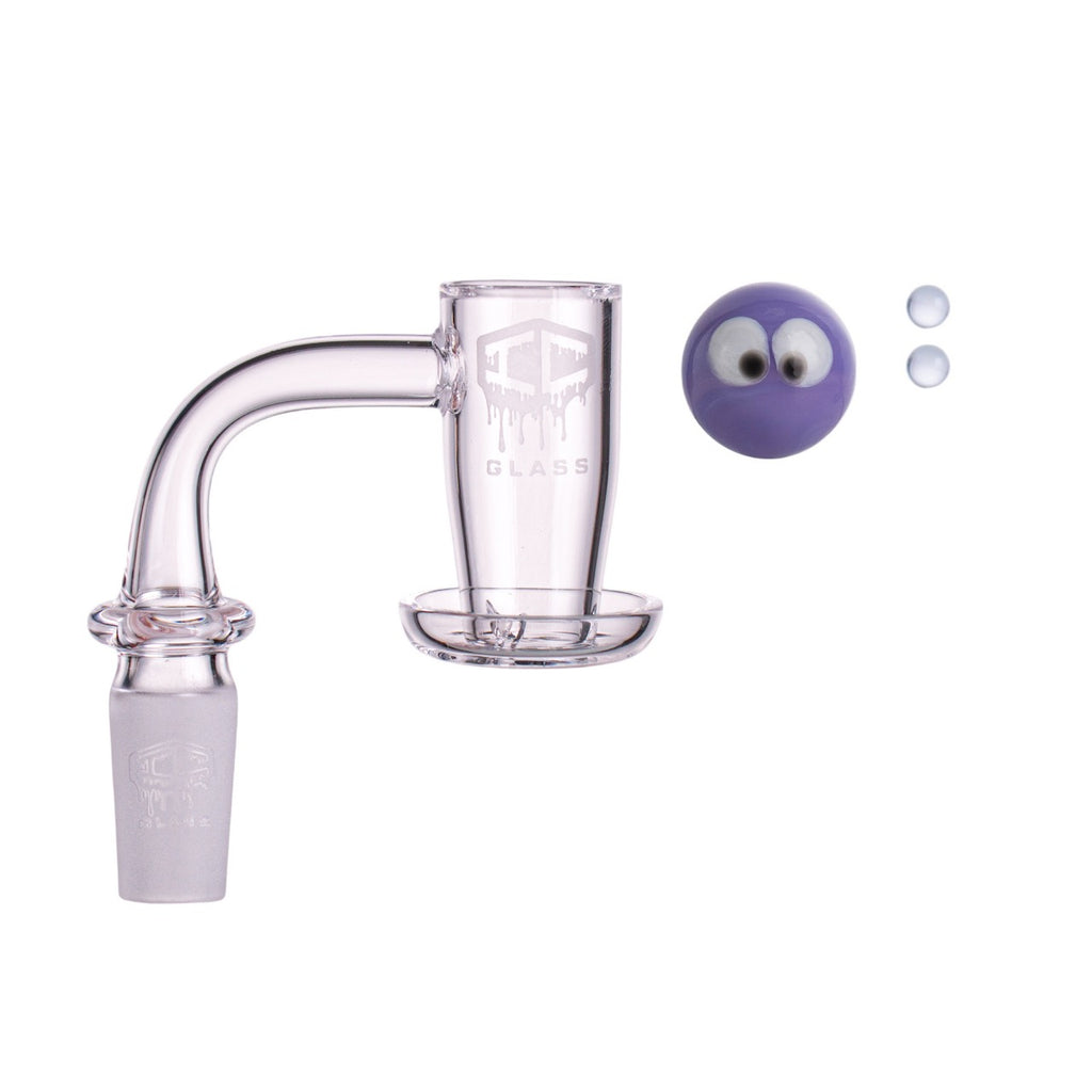 IC Glass - Herron | 14mm 90D Quartz Banger | Includes Carb Cap, Terp Balls & Sticker | 5 Colors