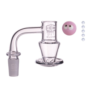 IC GLASS - 14mm Male 90D Banger| Includes Carb Cap, Terp Balls & Sticker