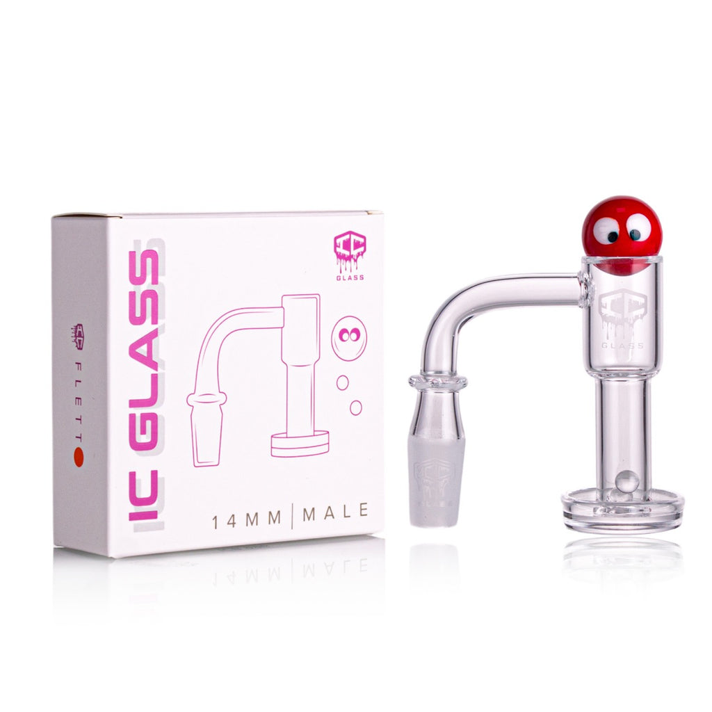IC Glass - Flett | 14mm 90D Quartz Banger | Includes Carb Cap, Terp Balls & Sticker | 5 Colors