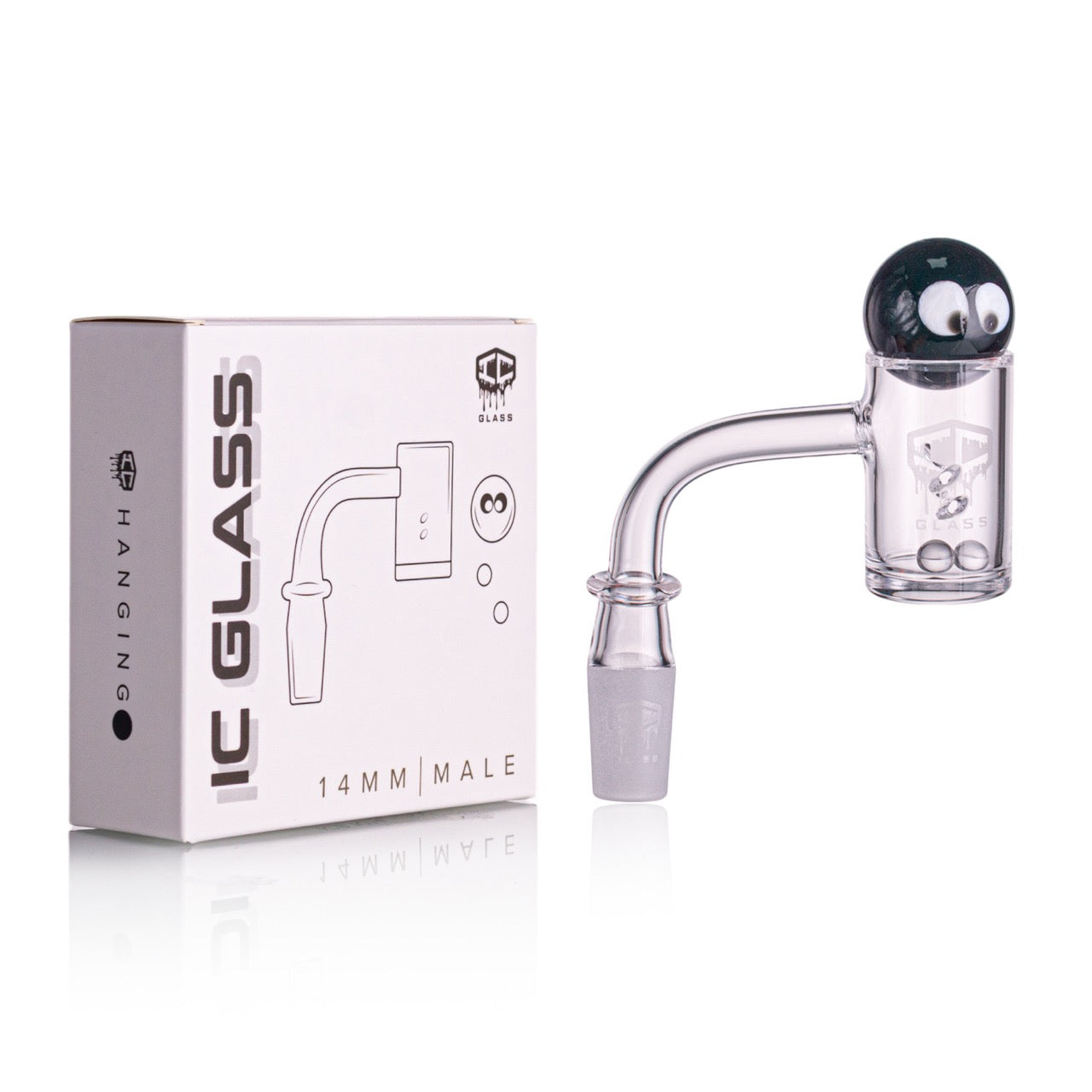 IC GLASS - Hanging | 14mm Male 90D Banger| Includes Carb Cap, Terp Balls & Sticker | ICB1014